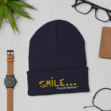 Load image into Gallery viewer, Smile - Cuffed Beanie w/ White Font
